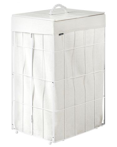 Wasmand met deksel APOTERI Metaal Wit 72 L