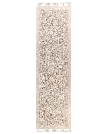 Vloerkleed BITLIS Lichtbeige 80 x 300 cm Katoen