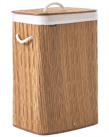Wasmand met deksel TRANCURA Stof Bruin 72 L