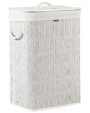Wasmand met deksel TRANCURA Stof Wit 72 L