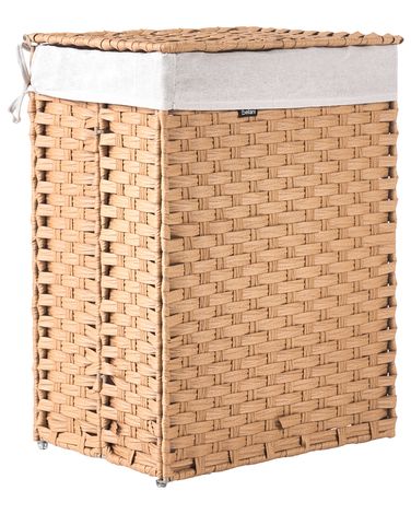 Wasmand met deksel MUCUBAJI Stof Bruin 83 L