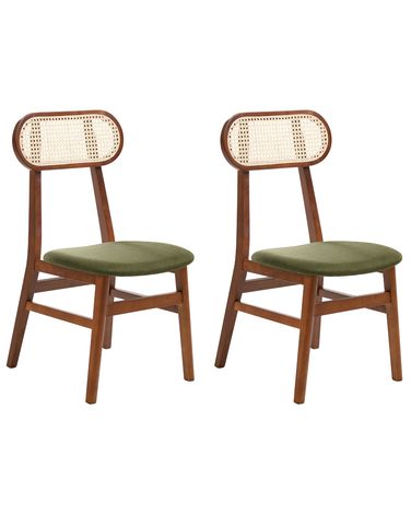 Set van 2 eetkamerstoelen FALLON Hout Bruin/groen