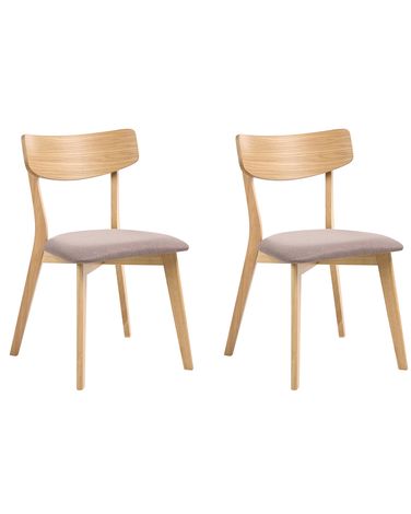 Set of 2 Dining Chairs HOLLY Wood Light Brown/ Brown