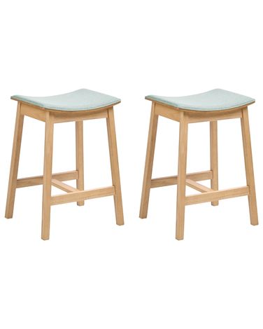 Set van 2 barkrukken DIXON Hout Lichtbruin/mint