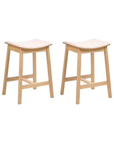Set van 2 barkrukken DIXON Hout Lichtbruin/off-white