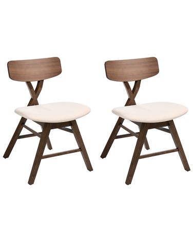 Set van 2 eetkamerstoelen LELAND Hout Bruin/off-white