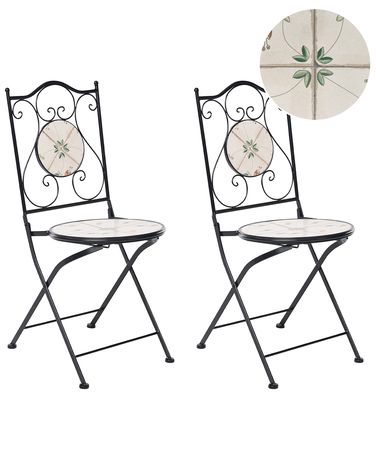 Set van 2 tuinstoelen CARONA inklapbaar Metaal Zwart