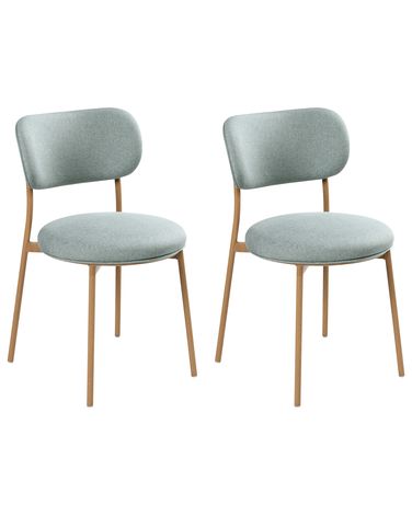 Set of 2 Dining Chairs CASEY Fabric Mint Green
