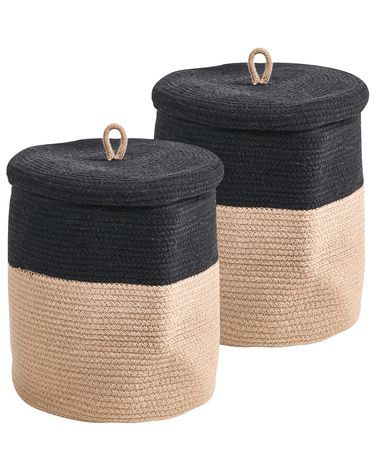 Set van 2 manden SILOPI Katoen Zwart/beige