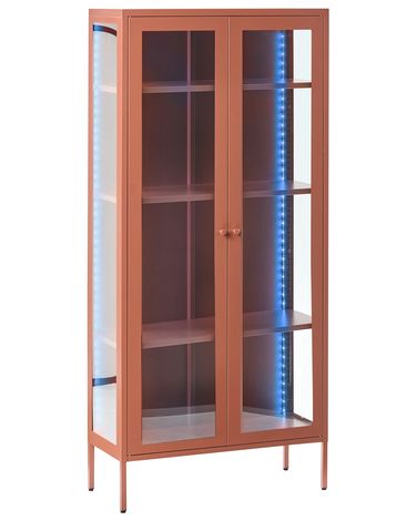 Vitrine en verre avec éclairage LED HARTY Métal 80 cm Marron doré