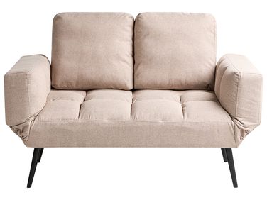 Sofa Bed 2 Seater BREKKE Fabric Beige