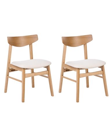 Set van 2 eetkamerstoelen SMILEY Hout Lichtbruin/off-white