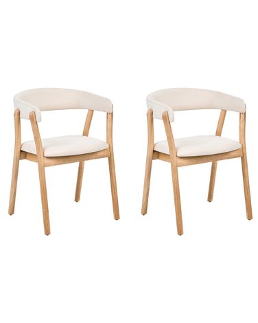 Set van 2 eetkamerstoelen MYLO Stof Lichtbruin/off-white