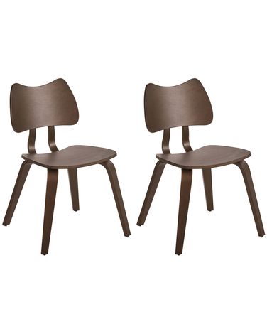 Set of 2 Dining Chairs DIANA Wood Dark Brown