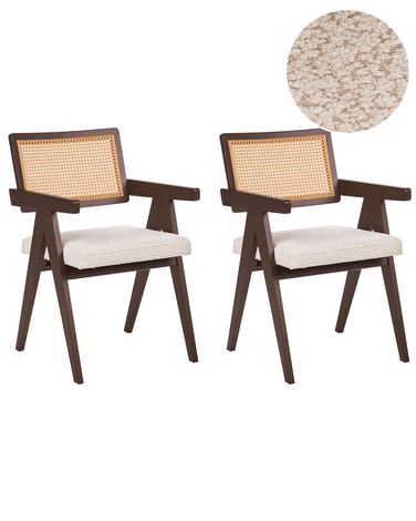 Set van 2 eetkamerstoelen AVA Hout Donkerbruin/lichtbeige