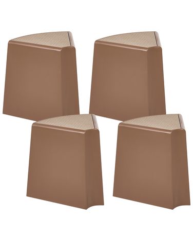 Set of 4 Garden Stools EVROS Brown