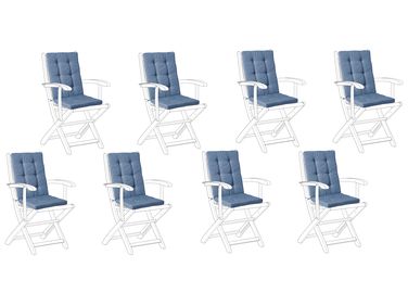 Set van 8 rug/zitkussens MAUI PREMIUM Blauw