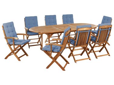 Tuinset 8-zits MAUI PREMIUM Acaciahout Blauw