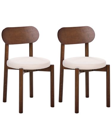 Set van 2 eetkamerstoelen PAULINA Hout Bruin/lichtbeige