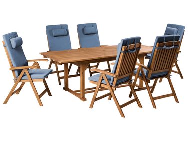 Tuinset 6-zits JAVA PREMIUM Acaciahout Blauw