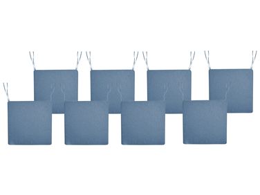 Set of 8 Garden Chair Cushions SASSARI PREMIUM 46 x 46 cm Blue