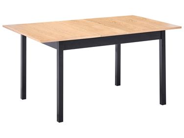 Table de salle à manger extensible HOUSTON Marron clair / noir 120/150 cm 90 cm Bois de pin