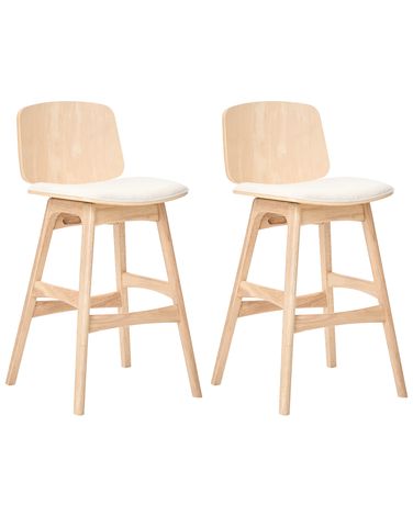 Set van 2 barstoelen CHARLESTON Hout Lichtbruin/lichtbeige
