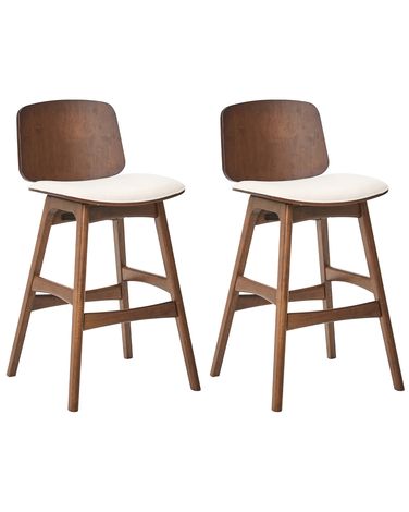 Set van 2 barstoelen CHARLESTON Hout Bruin/lichtbeige