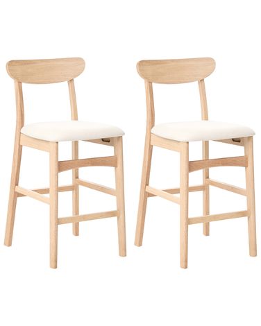 Set van 2 barstoelen DOYLE Hout Lichtbruin/lichtbeige