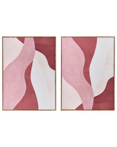Set van 2 schilderijen GOWRAN Abstract motief Roze