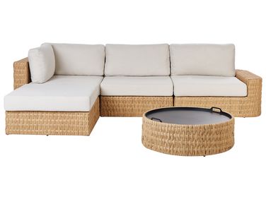 Tuin hoekloungeset met tafel 4-zits OLIVERI rechtszijdig PE rotan Beige