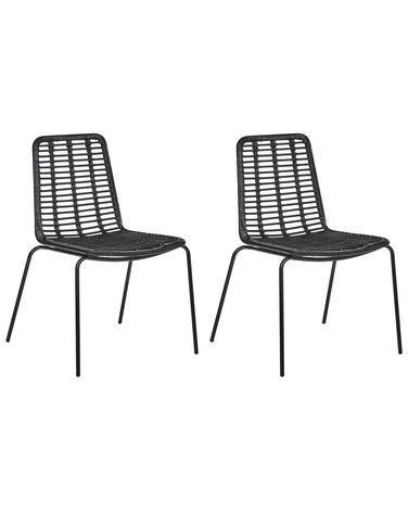 Set van 2 eetkamerstoelen TAOS Rotan Zwart
