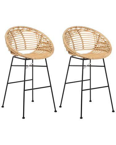 Set van 2 barstoelen WINDOM Rotan Natuurlijk