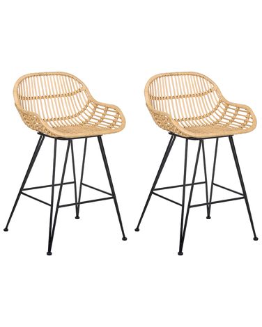 Set van 2 barstoelen TERRELL Rotan Natuurlijk