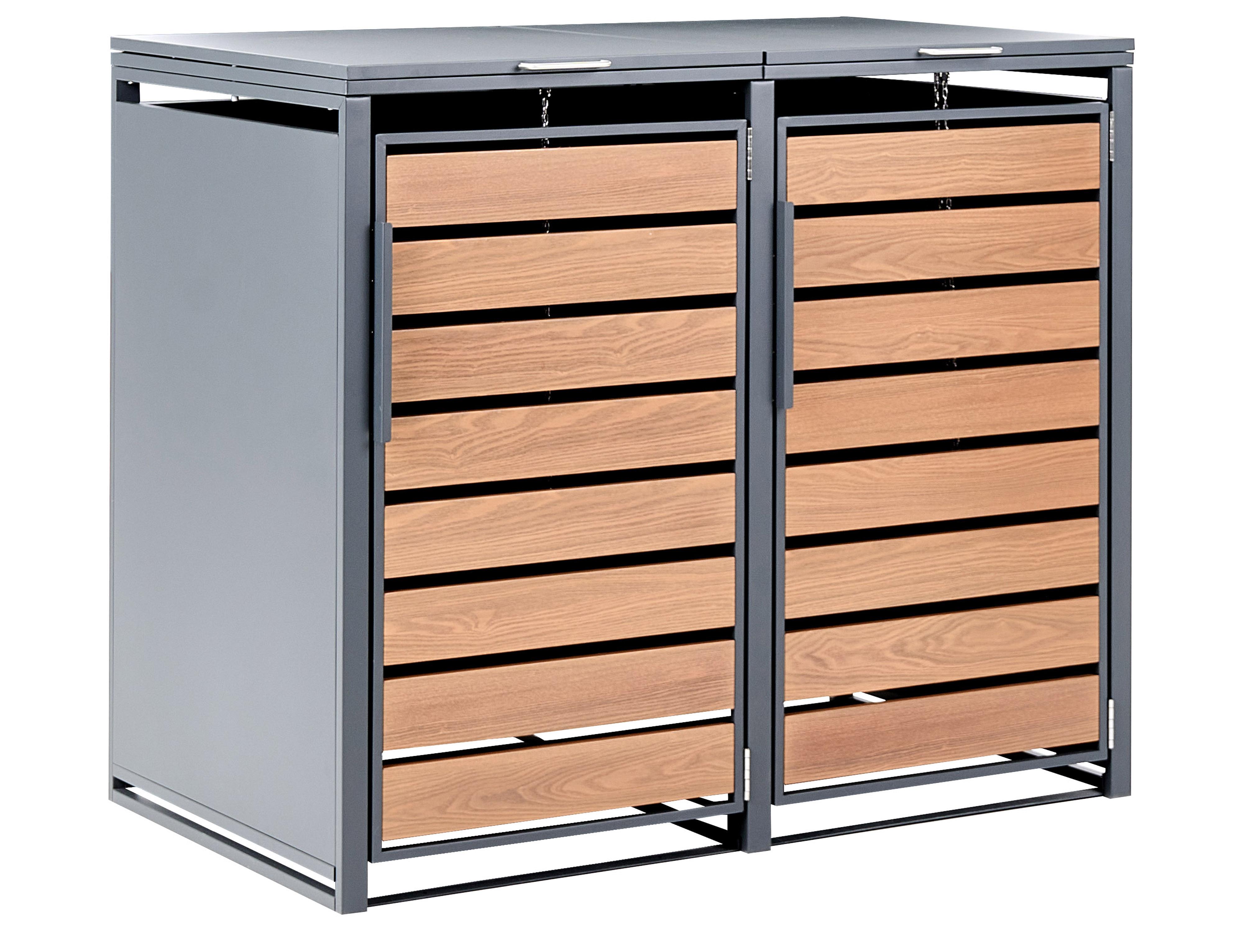 Trash Bin Cover 480 L POLICORO Double Metal Dark Grey