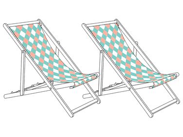 Set of 2 Sun Lounger Replacement Fabrics ANZIO/AVELLINO 113 x 44 cm Green