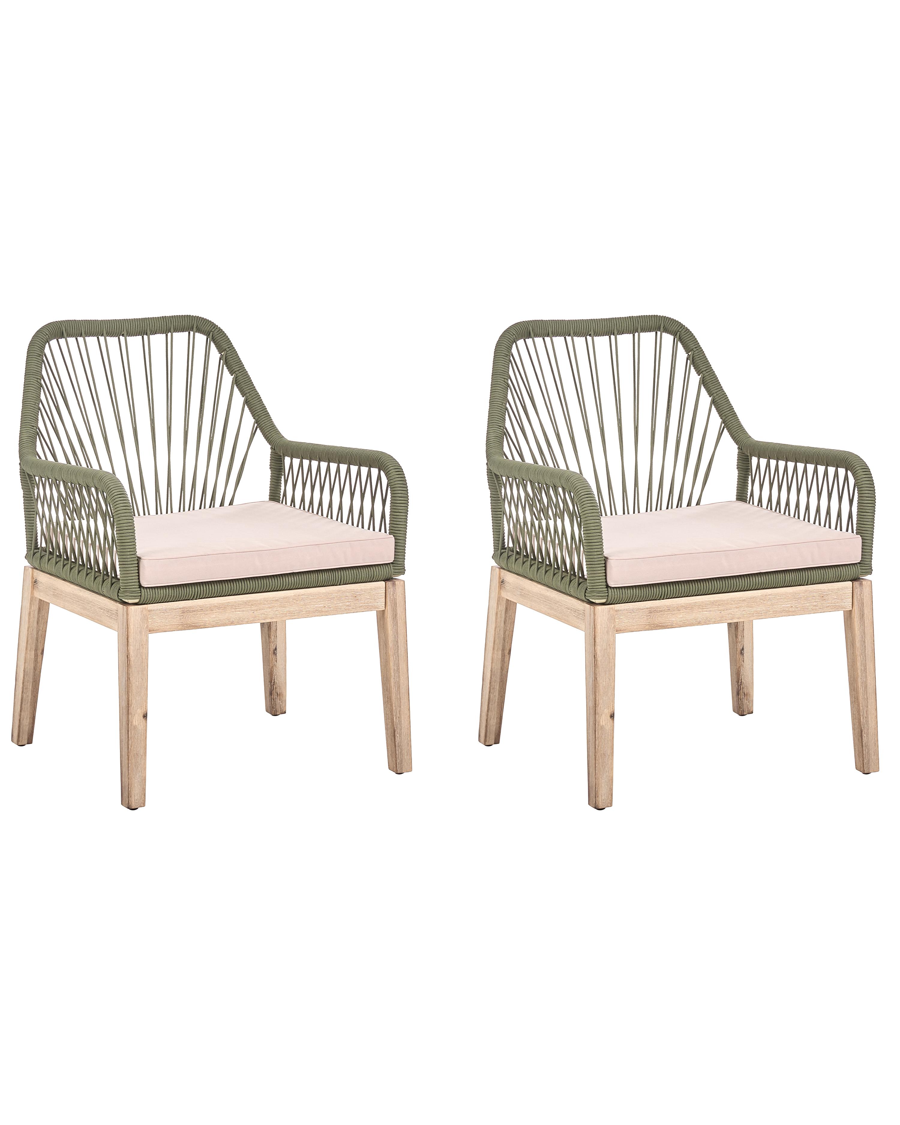 Set of 2 Garden Chairs with Cushions OLBIA Olive Green