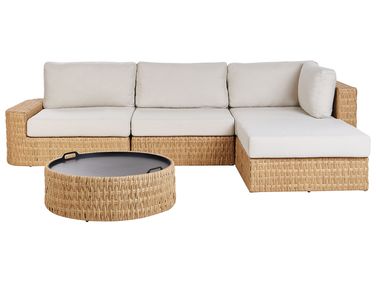 Tuin hoekloungeset met tafel 4-zits OLIVERI linkszijdig PE rotan Beige