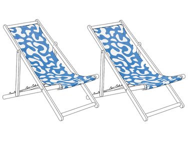 Set van 2 vervangingsdoeken voor ligstoel ANZIO/AVELLINO 113 x 44 cm Blauw