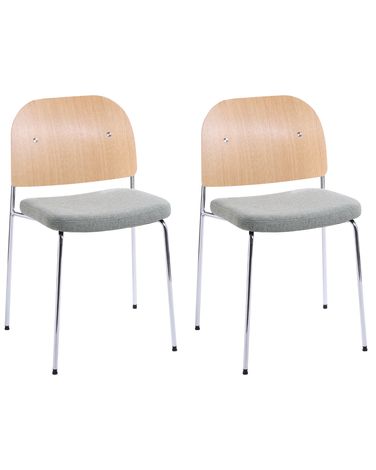 Set van 2 eetkamerstoelen ASHCROFT Metaal Groen/lichtbruin