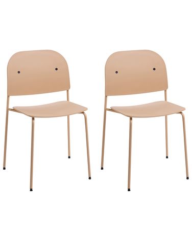 Set van 2 eetkamerstoelen WINDUST Metaal Beige