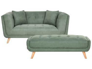 Sofa 2 Seater HABO Fabric Green with Ottoman