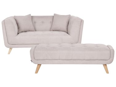 Sofa 2 Seater HABO Fabric Taupe with Ottoman