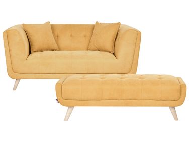 Sofa 2 Seater HABO Fabric Mustard with Ottoman