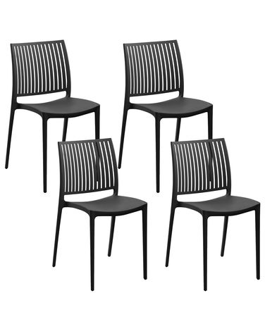 Set van 4 tuinstoelen ILLUMANI Zwart