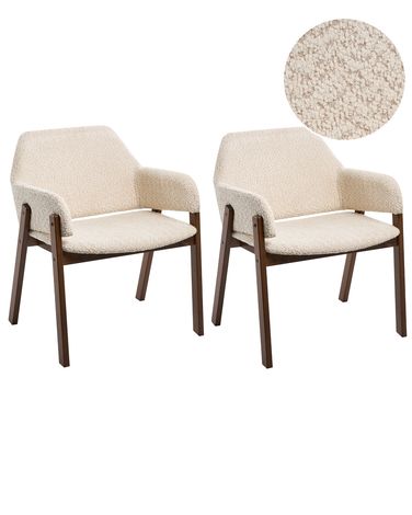 Set of 2 Dining Chairs ALBION Boucle Light Beige