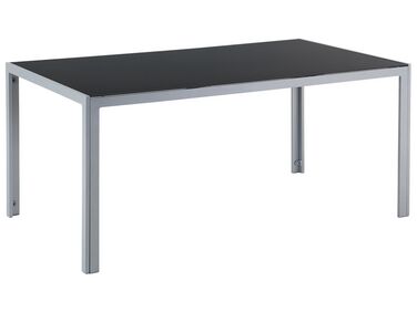 Table de salle à manger de jardin CATANIA 160 cm 91 cm Verre Noir