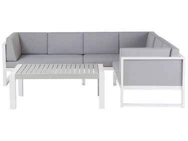 Tuin hoekloungeset met tafel 6-zits CASTELLA linkszijdig Metaal Grijs