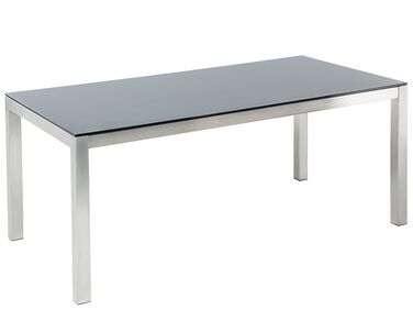 Tuin eettafel GROSSETO 180 cm 90 cm Veiligheidsglas Zwart