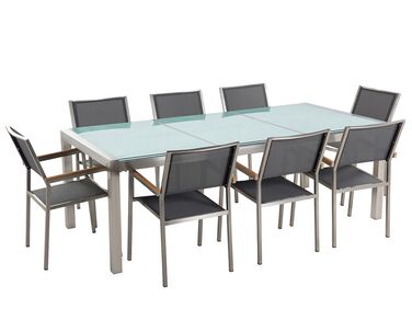 Tuinset 8-zits GROSSETO Gebarsten glas Transparant/grijs